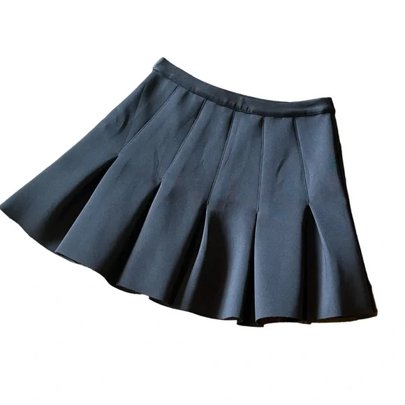Rachel Zoe Black Indio Pleated Neoprene Ponte Mininskirt Sz 10 - Picture 8 of 15